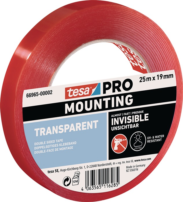TESA Montageband Mounting PRO Transparent 66965 transp.L.25m B.19mm TESA - Vorteilspack