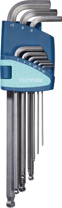 TECWERK Winkelschraubendrehersatz 9-tlg.Ku.-Halter SW 1,5-10mm lang Kugelk.TECWERK