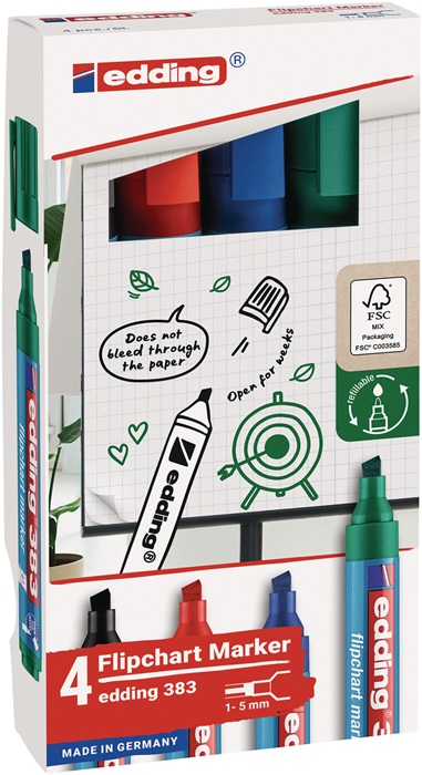 EDDING Flipchartmarker schwarz/rot/blau/grün