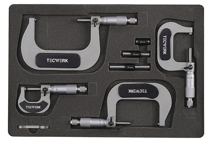 TECWERK Bügelmessschraubensatz DIN 863/1 0-100mm TECWERK