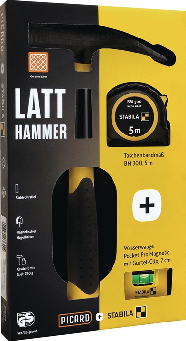PICARD Latthammer 70080 DIN 7239 Kopf-G.600g m.Magnet geraut Chrom-Molybdän-Rohr