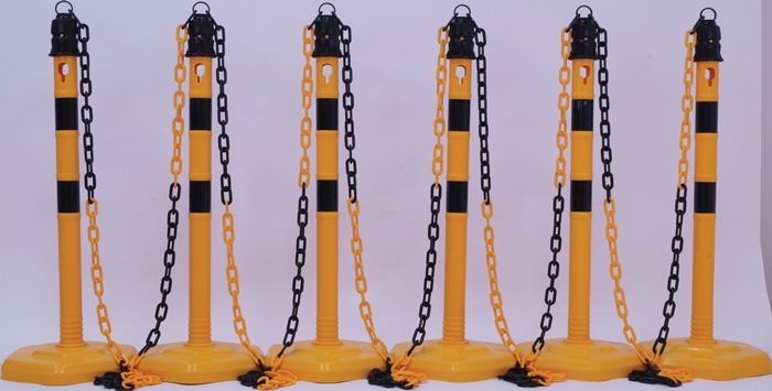 Sperrpfosten-Set PPC gelb/schwarz mit Sechskantfuß