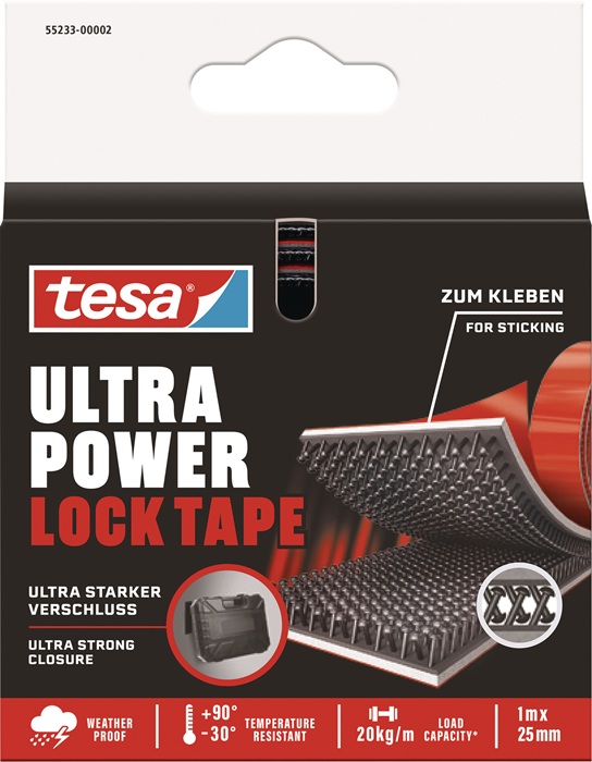 TESA Klettband Ultra Power Lock Tape 55233 schwarz L.1m B.25mm TESA - Vorteilspack