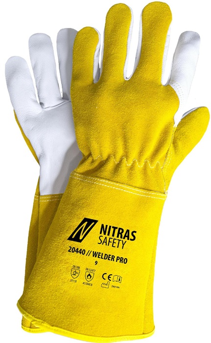 NITRAS SAFETY Schweißerhandschuhe WELDER PRO Gr.9 ocker/grau PSA-Kat.II - Vorteilspack