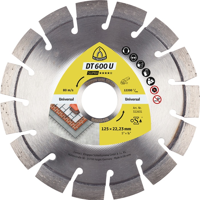 KLINGSPOR Diamanttrennscheibe Ø 125 mm Bohrung 22,23 mm