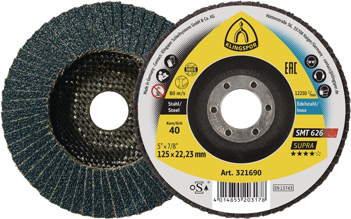 KLINGSPOR Fächerscheibe Ø 115 mm Körnung 120 6° konisch - Vorteilspack