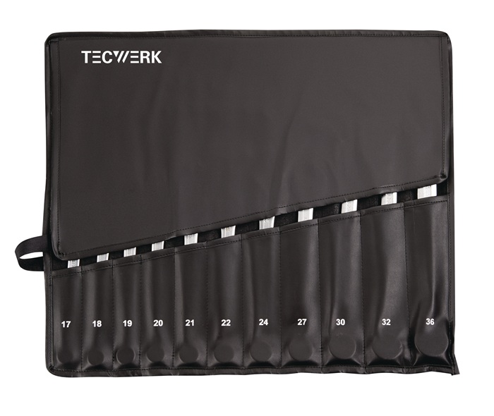 TECWERK Ringmaulschlüsselsatz 22-tlg.SW 6-36mm Form A CV-Stahl in Rolltasche TECWERK