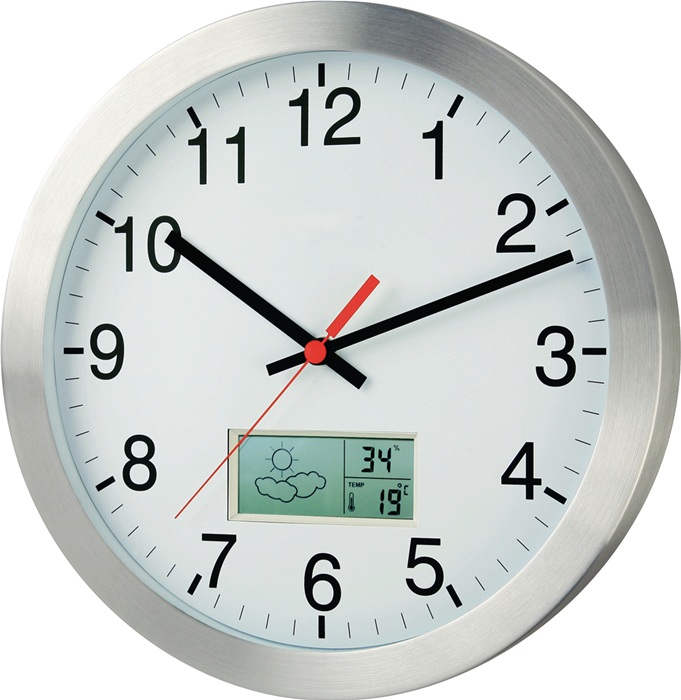 Wanduhr Funkuhr Aluminium mattsilber