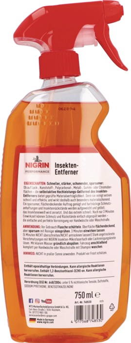 NIGRIN Insekten-Entferner Performance 750ml Sprühflasche NIGRIN - Vorteilspack