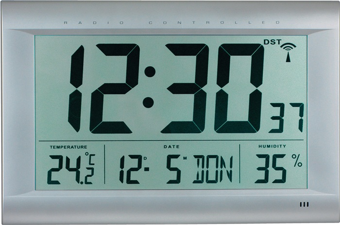 Funk-Digitaluhr Funkuhr Kunststoff mattsilber