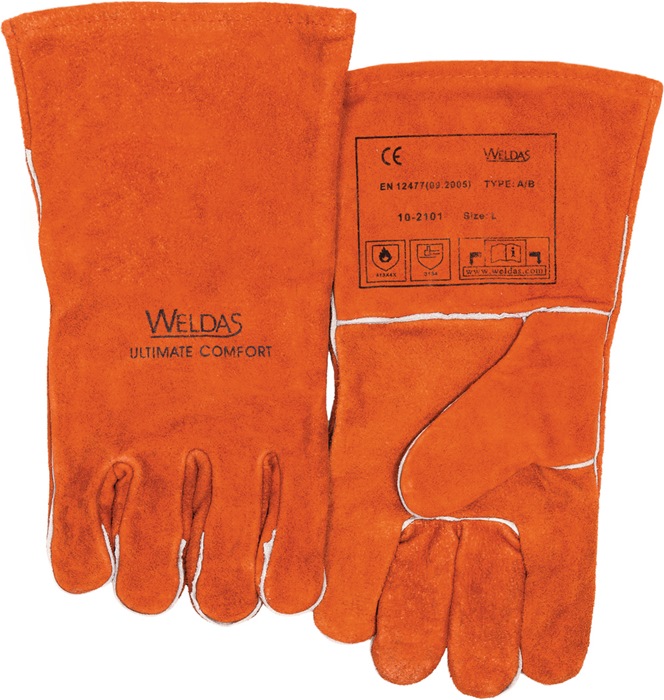 WELDAS Schweißerhandschuhe Gr.L (9) rot Rindspaltleder EN 388,EN 12477 WELDAS - Vorteilspack