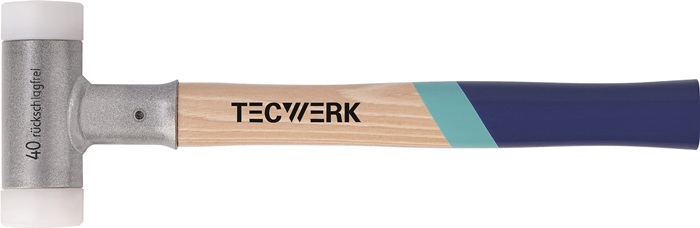 TECWERK Schonhammer L.350mm Kopf-D.30mm Hickory rückschlagfrei hart Nyl.weiß TECWERK