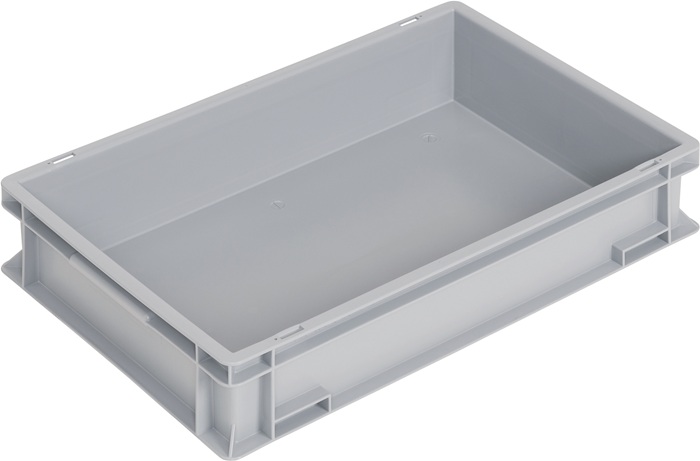 TECWERK Transportbehälter L600xB400xH120mm grau PP Muschelgr.Seitenwände geschl.TECWERK