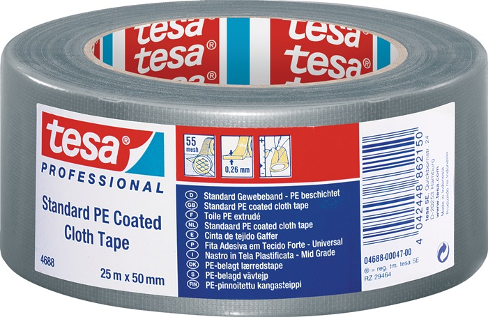 TESA Gewebeband tesaband® Stand.4688 silber-matt L.25m B.50mm Rl.TESA - Vorteilspack
