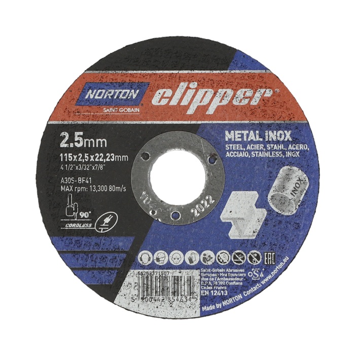 NORTON CLIPPER Trennscheibe D115x2,5mm Typ 41 Metall-Inox Bohr.22,23mm NORTON CLIPPER