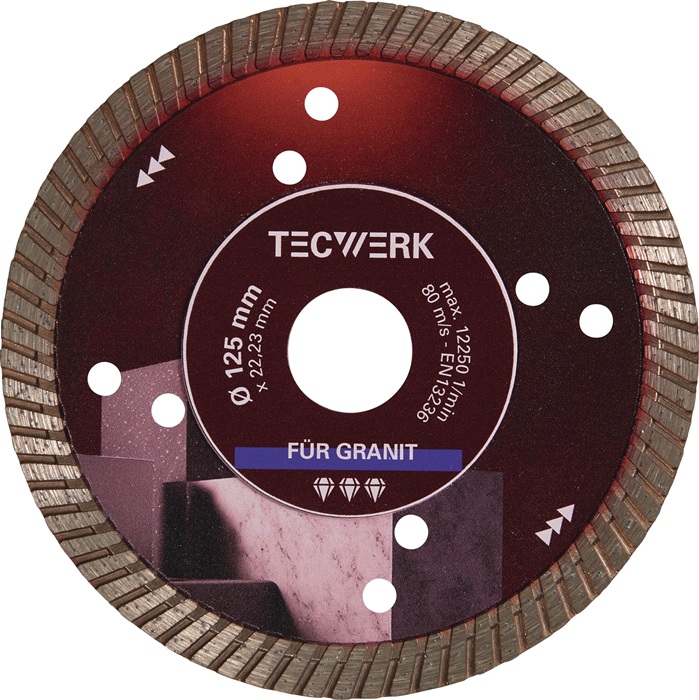 TECWERK Diamanttrennscheibe GRANITPRO D.115mm Bohr.22,23mm Seg.-H.10mm