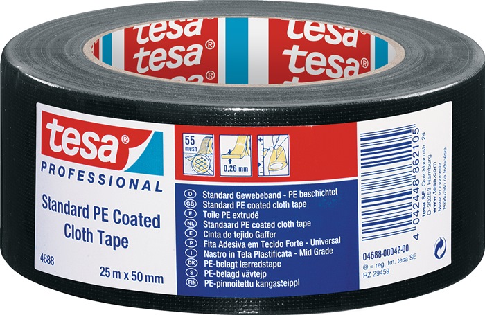 TESA Gewebeband tesaband® Stand.4688 schwarz L.25m B.50mm Rl.TESA - Vorteilspack