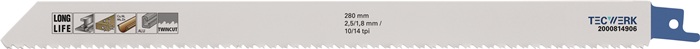 TECWERK Säbelsägeblatt L.280mm B.19mm TPI 10/14 2,5/1,8mm 5 St./Karte TW