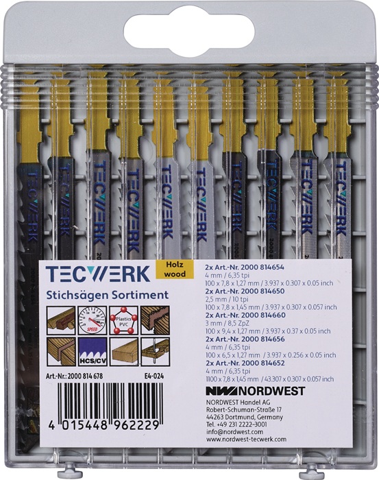 TECWERK Stichsägeblattsortiment 10-teilig für Holz