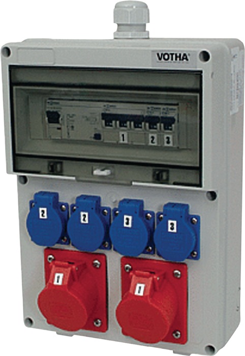 JÄGER DIREKT Kunststoffwandverteiler Verschraubung M32 2xCEE 16 A,4x230V