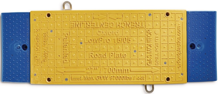 OXFORD Grabenbrücke LowPro® 15/05 Road Plate gelb-blau L.1500mm B.500mm 44 t G.40kg