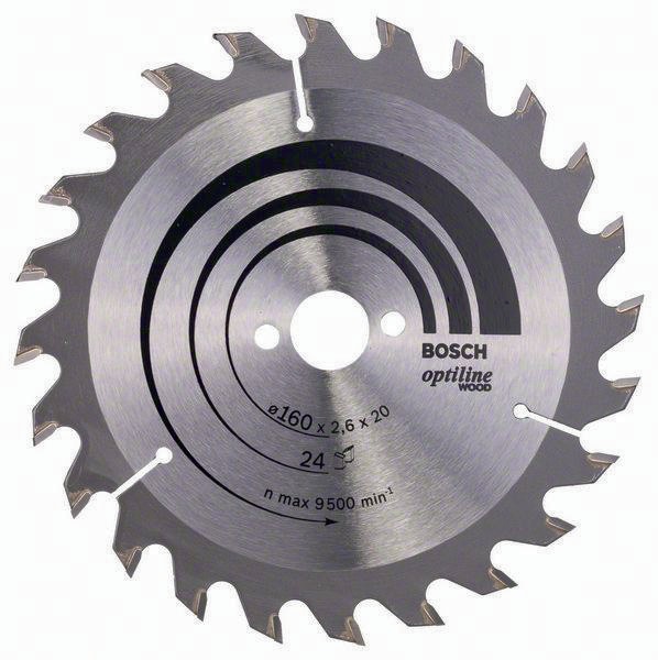 BOSCH Kreissägeblatt Außen-Ø 160 mm Zähnezahl 24 WZ