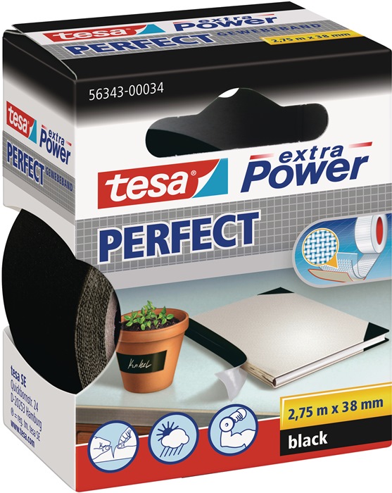 TESA Gewebeband ext.Power® 56343 schwarz L.2,75m B.38mm Rl.TESA - Vorteilspack
