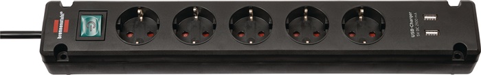 BRENNENSTUHL Steckdosenleiste Bremounta 16 A 230V schwarz Steckd.5 3m H05VV-F 1,5mm²