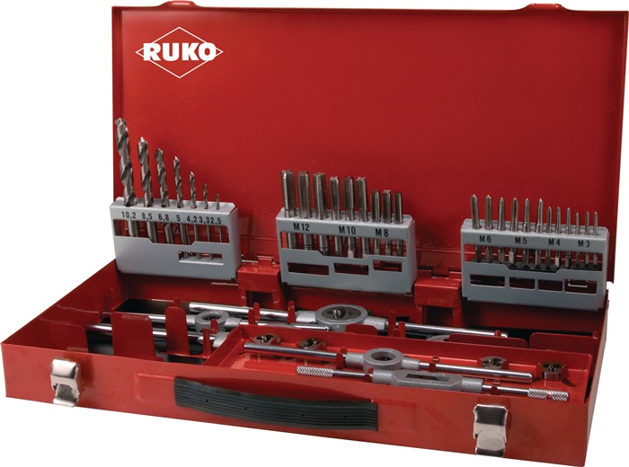 RUKO Gewindeschneidzeugsatz M3-M4-M5-M6-M8-M10-M12 44tlg.HSS RUKO