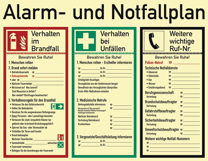 Alarm-/Notfallplan L620xB480 mm Kunststoff