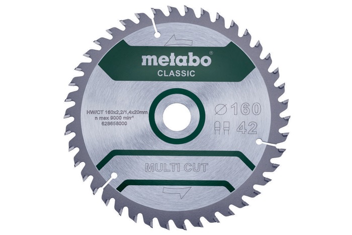 METABO Kreissägeblatt multi cut classic D160x2,2/1,4xBohrung20mm Z.42 FZ/TZ 5Gr.