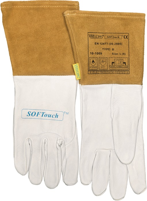 WELDAS Schweißerhandschuhe Gr.M (8,5) natur/orange 5 PA - Vorteilspack