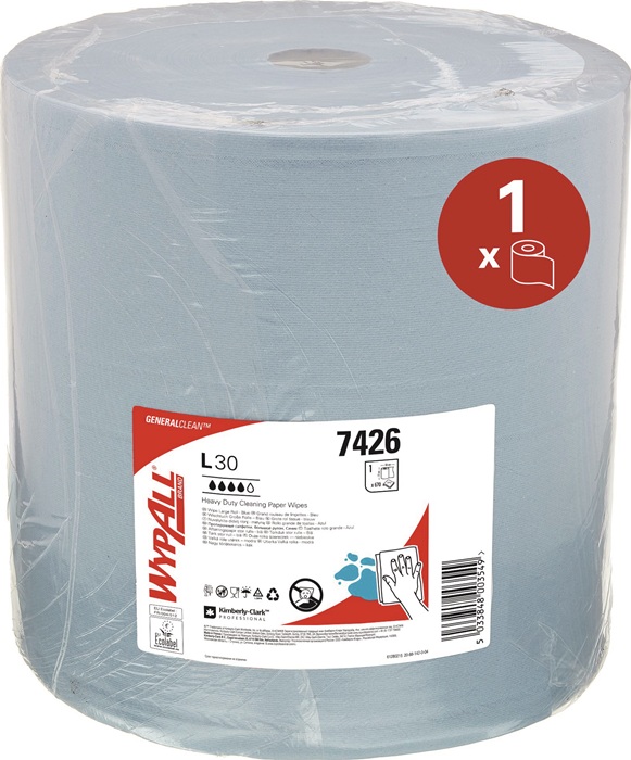 KIMBERLY-CLARK Putztuch WYPALL L30 ULTRA 7426 L.ca.380 mmxB.ca.370mm blau Rl.
