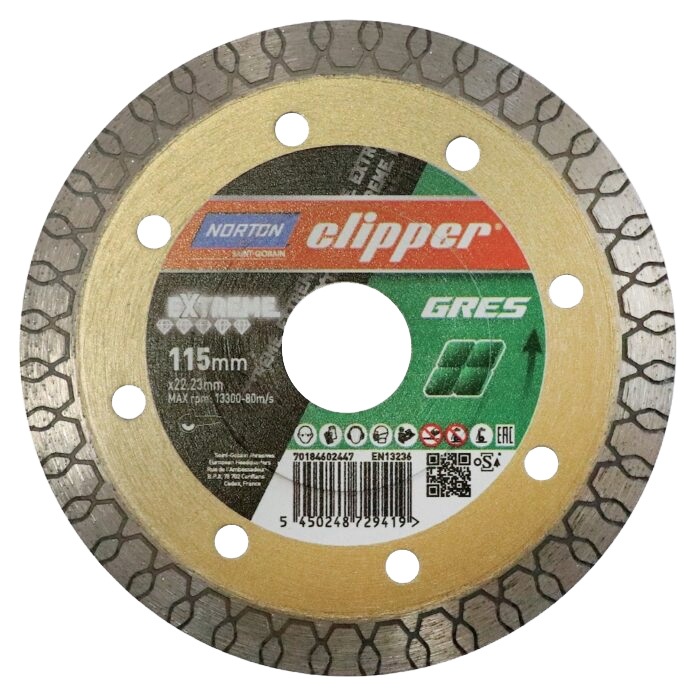 NORTON CLIPPER Diamanttrennscheibe Extreme Gres D.115mm Bohr.22,23mm Seg.-B.1,3mm