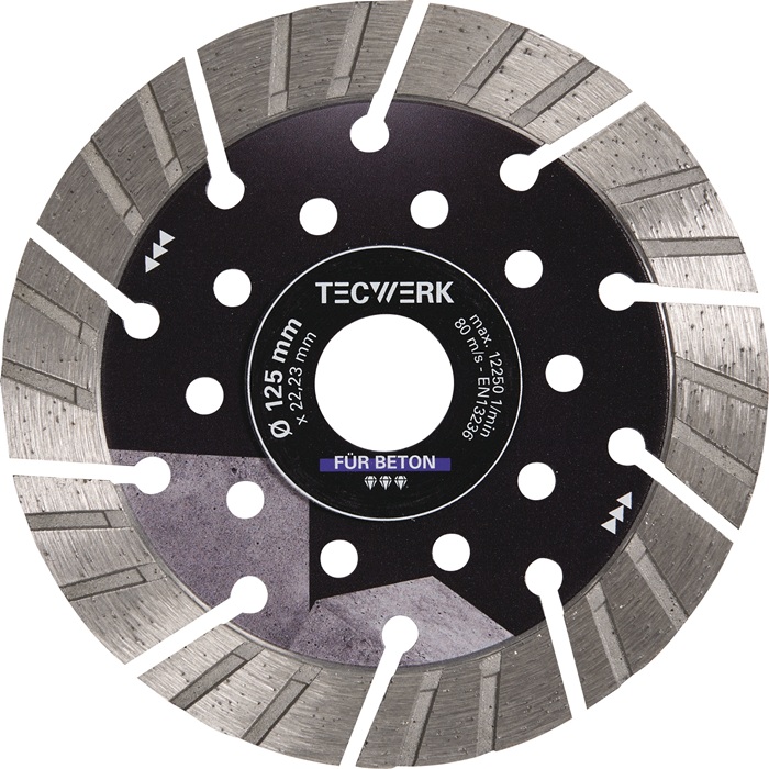 TECWERK Diamanttrennscheibe BETON PRO D.115mm Bohr.22,23mm Seg.-H.15mm Seg.-S.2,4mm