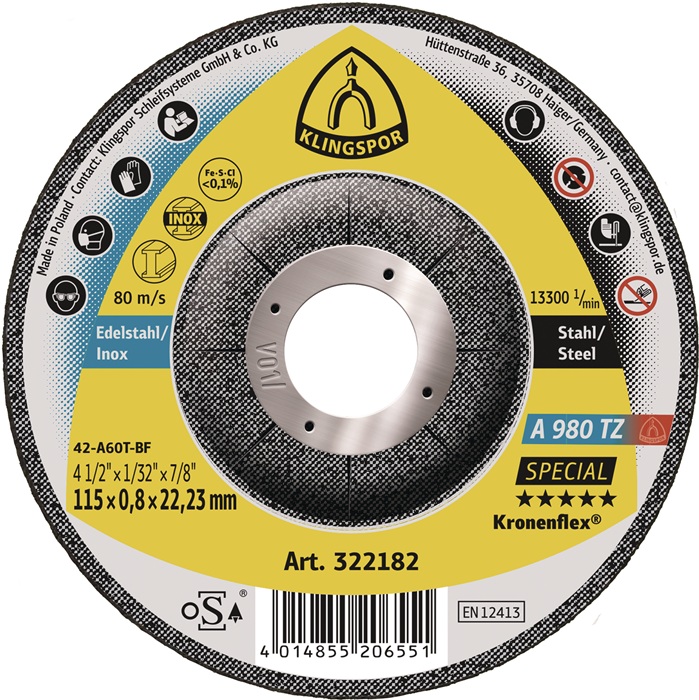 KLINGSPOR Trennscheibe D115x0,8mm gekröpft - Vorteilspack