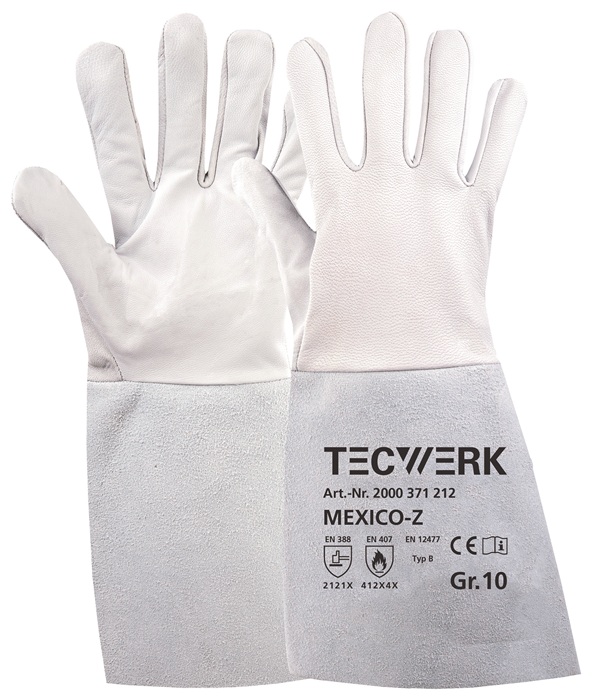 TECWERK Schweißerhandschuhe Mexico Z Gr.9 grau EN 388/407/12477 10PA TW - Vorteilspack