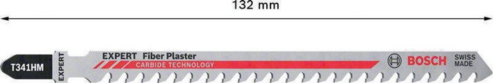 BOSCH Stichsägeblatt Fiber Plaster T 341 HM Gesamt-L.132mm Zahnt.4,3mm 3 St./Karte