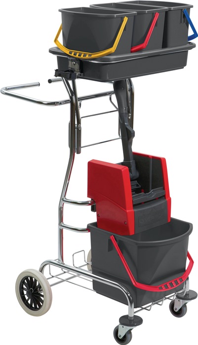 Reinigungswagenset Eimer 1x17l,3x6l/Presse/Stiel/ Halter/5Mopps STA