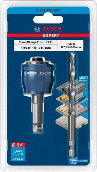 BOSCH Adapter EXPERT Power Change Plus Hex 11 HSS-G-Bohrer f.Lochsägen
