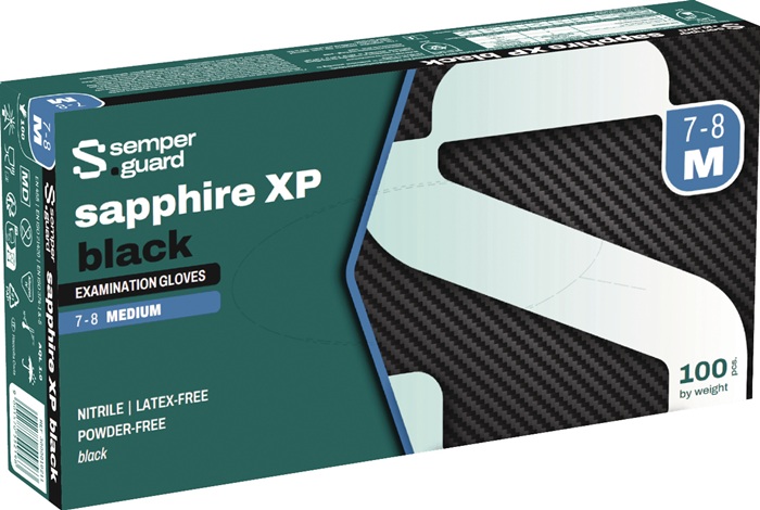 SEMPERMED Einw.-Handsch.Semperguard® Sapphire XP black Gr.S schwarz Nitril 100 St./Box