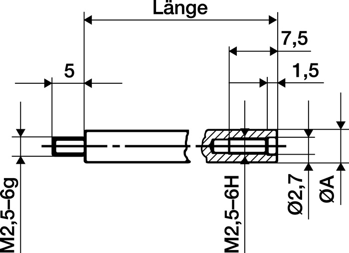 KÄFER Verlängerungsstück Länge 100 mm Messbolzen-Ø 4 mm