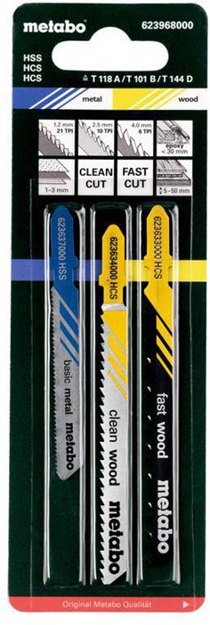 METABO Stichsägeblattsortiment 3teilig 2xHolz/1xMetall