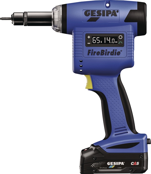 GESIPA Akku-Blindnietmutternsetzgerät Li-Ion CAS Akku, Ladegerät in L-Boxx