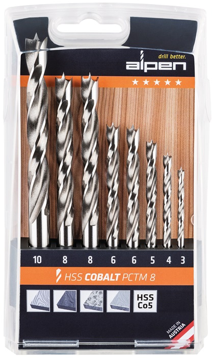 ALPEN Holzspiralbohrer-Satz 8-teilig