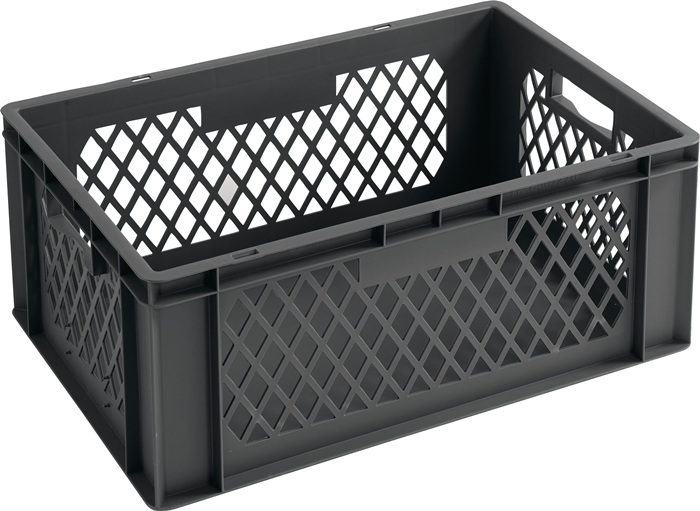 LA-KA-PE Transportbehälter L600xB400xH270mm grau PP Durchfassgr.Seitenwände durchbrochen
