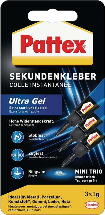 PATTEX Sekundenkleber Ultra Gel MINI-TRIO 3x1g transp.Tube PATTEX - Vorteilspack