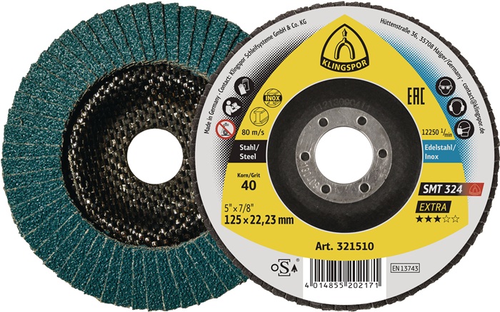 KLINGSPOR Fächerscheibe Ø 115 mm Körnung 40 12° konisch - Vorteilspack