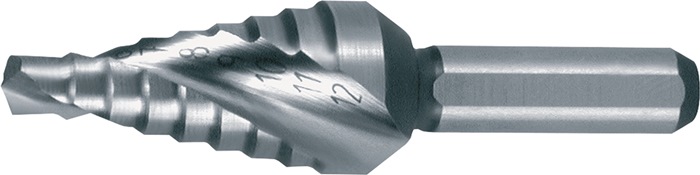 RUKO Stufenbohrer Bohrber.4-12mm HSS Spiralnut Gesamt-L.48mm Z.2 Stufen 9 RUKO