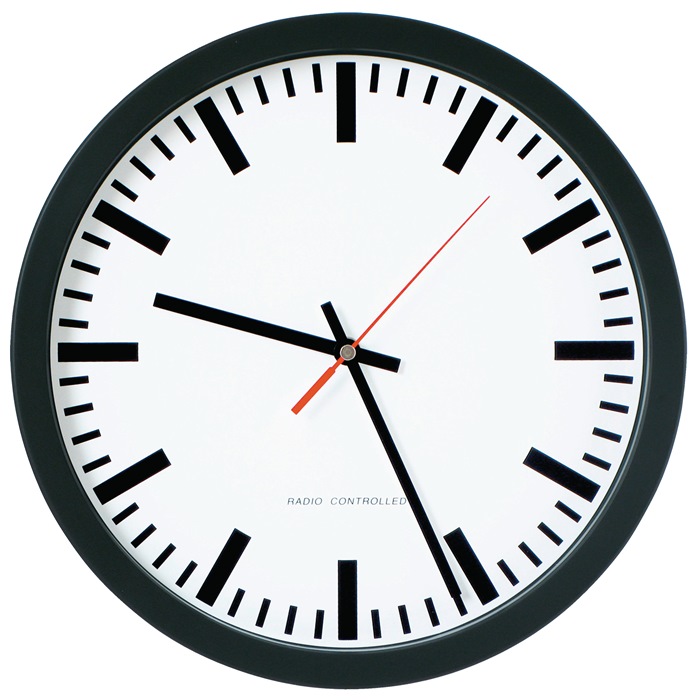Wanduhr Funkuhr Kunststoff schwarz